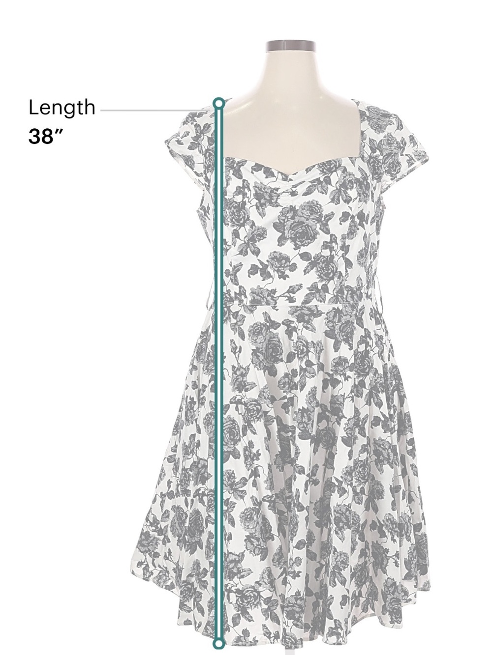 Hell Bunny Vixen Floral Fit & Flare Dress, Black/White, Size 2, NWT - Picture 9 of 9
